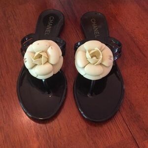 CHANEL Black and Cream Sandals